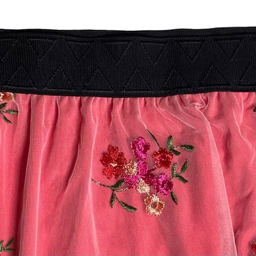 Lularoe L Lola embroidered mesh overlay skirt white pink - Picture 3 of 5